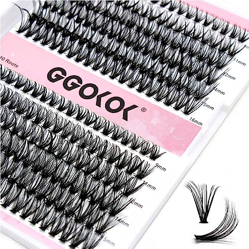 GGOKOK Lash Clusters 240 Pcs Individual Lashes Cluster Lashes 30D+40D D Curl 9-16Mix Lash Clusters DIY Lash Extension At Home Lashes (30D+40D D C