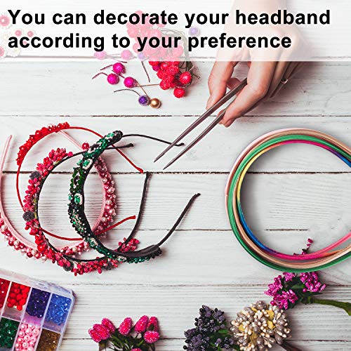 Duufin 40 Pieces Satin Headbands 1cm Plain Headband Craft DIY Headband Colorful Satin Covered Hair Band for Girls and Women, 40 Colours
