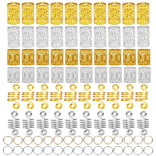 Homo Trends 90 Pcs Hair Jewelry Rings Clips Aluminum Dreadlocks Adjustable Metal Hair Bread Cuff for Braids Hair Accessories