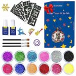 Temporary Glitter Tattoos Kit for Girls, 12 Color Tattoo Set for Creative Kids, Fun Arts & Crafts for Girls, Great Birthday Presents Gift for 6 7