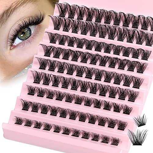 Lash Clusters 108Pcs DIY Eyelash Extenisons Natural Look Wispy Clusters Lashes 8-16MM D Curl Individual Lashes DIY at Home Wispy Fluffy Lash Exte