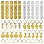 Beayuer 80 Pieces Hair Beads for Braids Hair Jewelry Rings Aluminum Hair Accessories Dreadlocks Metal Hair Cuffs Decorations Pendants for Passion
