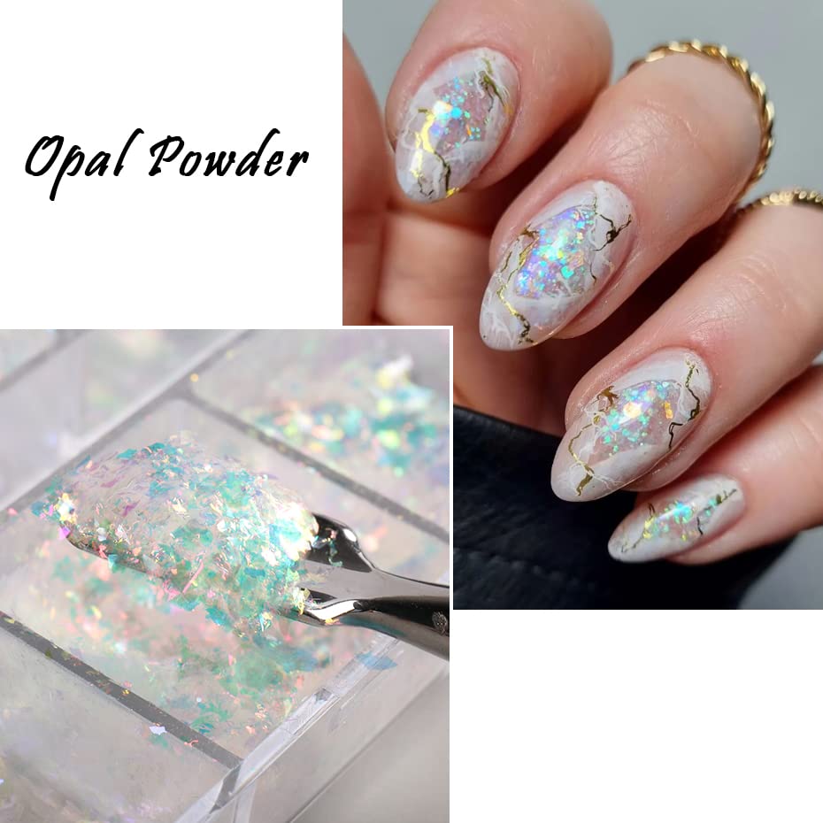 Holographic Nail Art Glitter Iridescent Flakes Nail Foil 12 Grids Mermaid Bright Colorful Star Gradient Ice Slag Nail Sequins Paillettes Summer N