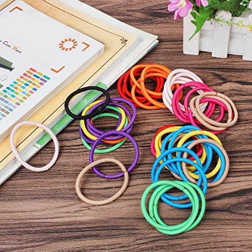 JCF Elastic Hair Bands, 50Pcs Multicolor Elastic Hair Ties Ponytail Holders, 4mm Hair Bobbles Hairbands for Women and Girls(Multicolor)