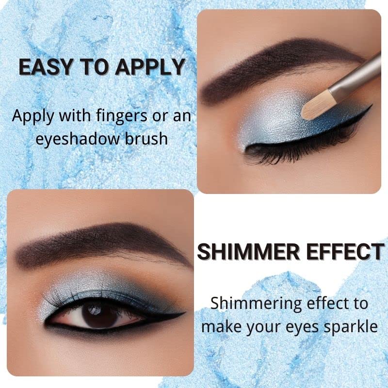 Oulac Shiny Light Blue Cream Eyeshadow, Can Be Used as Highlighter and Eyeshadow, Glitter Eyeshadow with Creamy Texture, Waterproof, Large Capaci