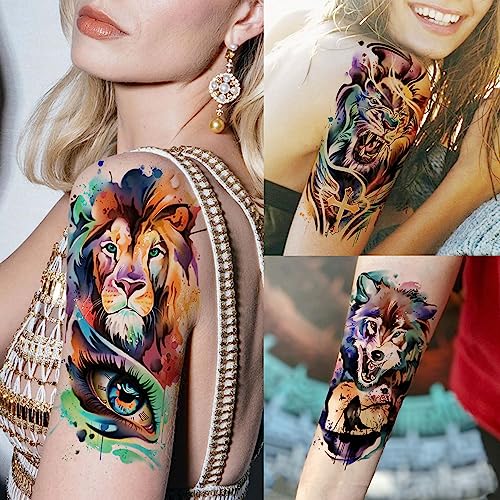 LAROI 55 Sheets Watercolor Temporary Tattoos For Women Men Arm Adults Kids, Waterproof Realistic Temp Water Transfer Tattoo Stickers, Animals Tig