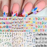 9 Sheets Marble French Tip Nail Art Stickers Decals Self-Adhesive Colorful Line Nail Supplies Nail Art Design Decoration Accessories
