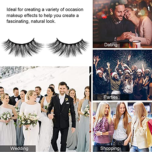 False Eyelashes 5 Pairs Reusable 3D Mink Lashes Handmade Natural Thick Fake Eyelashes Contains Stainless Steel Eyelash Tweezers (Bomb)