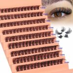 Individual Lashes Cluster DD Curl False Eyelashes 126pcs Natural Cluster Russian Lashes with Thin Band Light Fluffy DIY Lash Extension Natural Ey