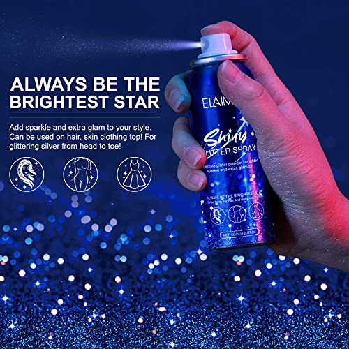 Body Glitter Spray for Women, Shimmery Spray for Skin, Face, Hair and Clothing, Quick-Drying Waterproof Glitter Hairspray Highlighter Face Makeup