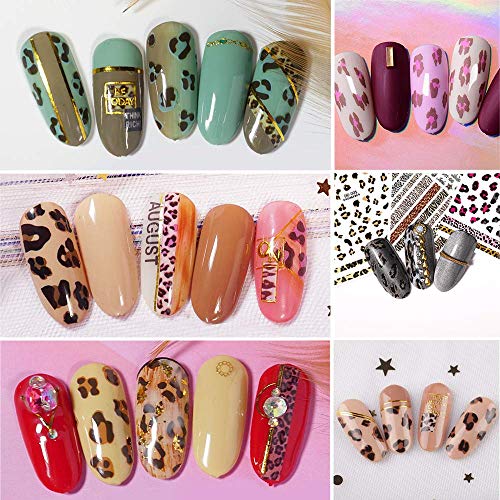 Leopard Print Nail Art Decals Stickers, EBANKU Leopard Print Design Nail Sticker Self-Adhesive Nail Sticker Supplies for Women Girls Nails Decor