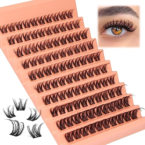 Lash Clusters 200Pcs Individual Lashes DIY Eyelash Extension D Curl Natural Look Wispy Clusters Lash Extension 8-16mm Mix Tray Fluffy Soft Faux M