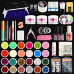 Acrylic Nail Art kit With UV Lamp, Acrylic Glitter Powder with Acrylic Liquid Monomer and Basic Nail Art Tools Professional Acrylic Nails Extensi