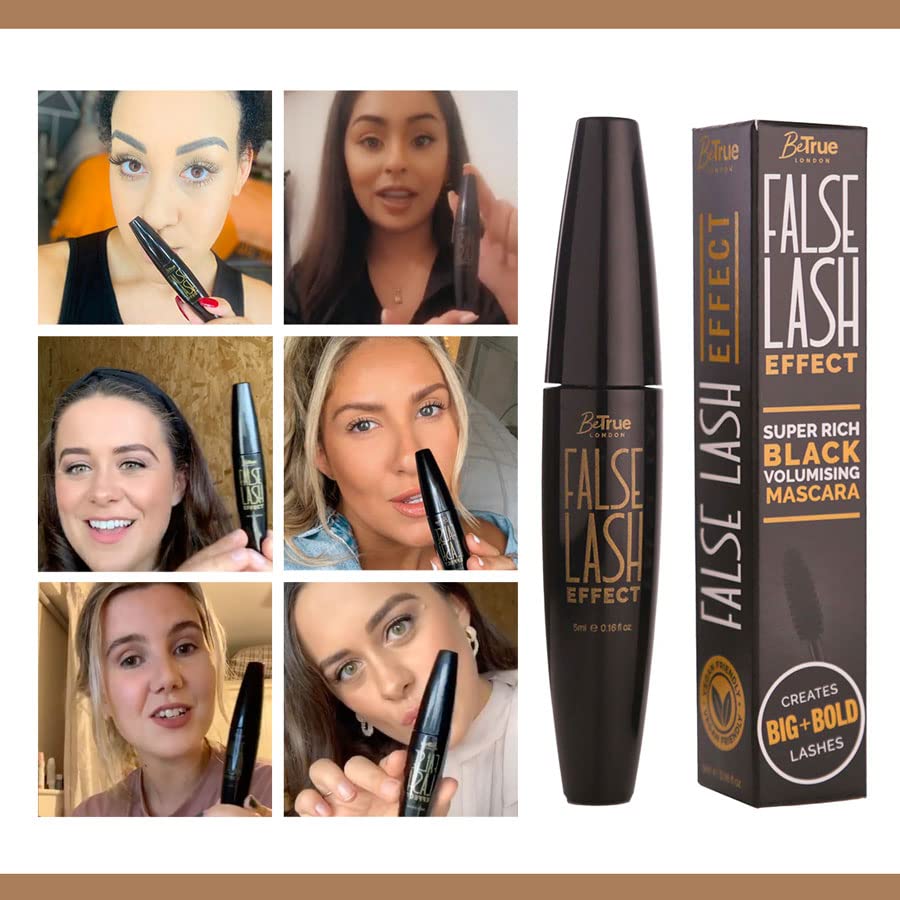 BeTrue London XXL Volume Mega Lashes Vegan Mascara - Gentle, Contains Vitamin E, Fragrance & Paraben Free - Made in the UK (False Lash Effect)