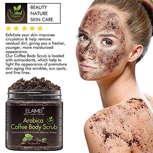 Natural Coffee Scrub with Organic Coffee Body Scrub, Best Acne, Anti Cellulite and Stretch Mark treatment, Spider Vein Therapy for Varicose Veins