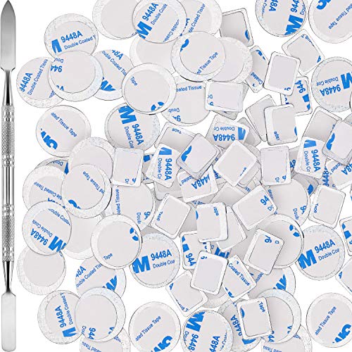 101 Pieces Metal Stickers for Eyeshadow Palette Set, Includes 1 Makeup Depotting Tool, 50 Pieces Square Adhesive Empty Palette Metal Stickers and