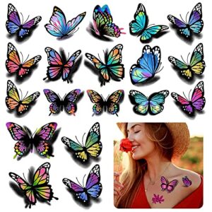 126Pcs Butterfly Temporary Tattoo, 3D Stickers Tattoo, Butterflies and Flowers Temporary Tattoos Stickers, Colorful Body Art Temporary Tattoos fo