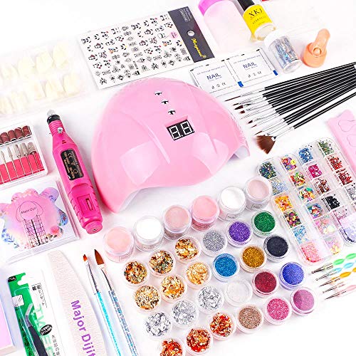 DouborQ Acrylic Nail Kit,Acrylic Powder Set,Electric Nail Drill Set Polish Pen File Kit, Nail Lamp Manicure Dryer Lamp, Acrylic Nail 3D Art Manic
