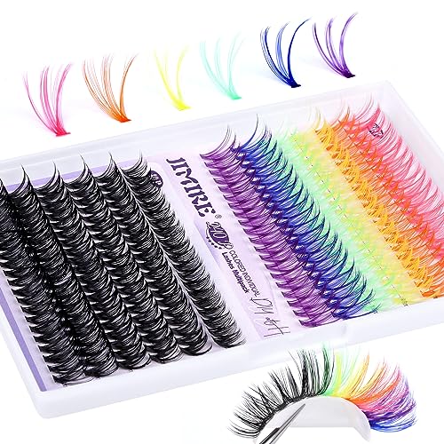 Lash Clusters DIY Eyelash Extension Kit with Bond Seal Tweezers Individual Lashes Kit 10-12-14MM Mixed Length D Curl Wispy 72Pcs Clusters Lashes