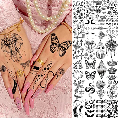 Bilizar 63 Sheets Tribal Wolf Lion Tiger Temporary Tattoos For Men Women Adults, Scary Halloween Skull Gangster Fake Tattoo Stickers Kids, Small