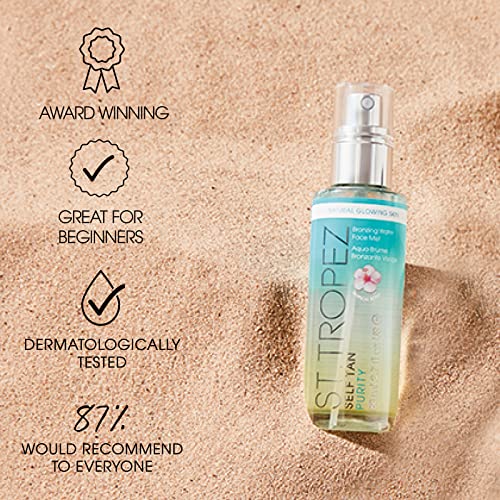 St. Tropez Fake Tan, Self Tan Purity Face Mist, Face Tan, Vegan Tanning Water, 100 Percent Natural Tanning Active, Tropical Fragrance, 80 ml