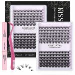 Cluster Eyelashes Extensions Kit, 240 Pcs 20D+40D 9-14mm 0.07D Curl Mixed Individual DIY Lashes with Lash Bond & Seal and Applicator,Cluster Lash