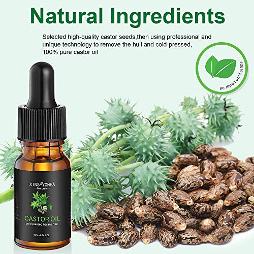 Castor Oil Hair Growth, Organic Castor Oil for Eyebrows Eyebrows Lash Nail, Hair Growth Serum Eyelash Growth Serum Pure Cold Pressed Lash Growth
