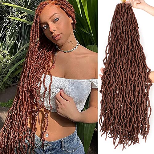 Leeven 30 Inch Distressed Faux Locs 6 Packs Long Butterfly Faux Locs Crochet Hair Synthetic Crochet Braids Pre-looped Soft Locs Crochet Locs Hair