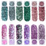 URAQT Chunky Glitter, 12 Colors Festival Glitter, Nail Glitter Powder, Holographic Cosmetic Glitter for Face Body Eye Hair Nail and DIY Art