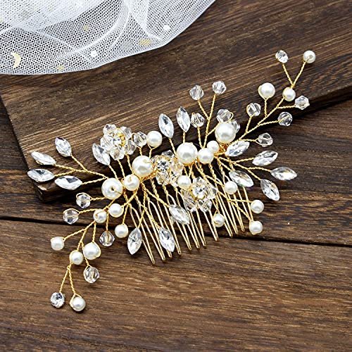 Bridal Flower Side Hair Clips Pearl Flower Hair Piece Wedding Hair Accessories for Brides Bridesmaid,Girls,Women