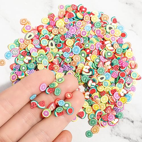 6000Pcs Fruit Nail Art Slices, 3D Fruit Slices Polymer Clay Slices Slime Charms Fimo Slices for Lip Gloss Making Supplies Resin and Nail Art Deco