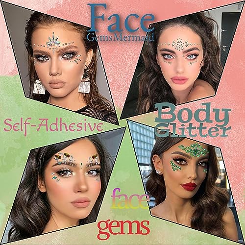 Face Gems For Festivals 8 Pcs Face Jewels Self-Adhesive Glitter Tattoo Sticker For Festivals,Parties,Carnivals Festival Accessories