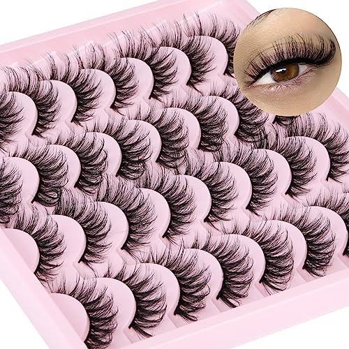 Natural Eyelashes D Curl Russian Strip Lashes 17mm 6D False Eyelashes 14 Pairs Curly Fake Eye Lashes Multipack by TOOCHUNAG