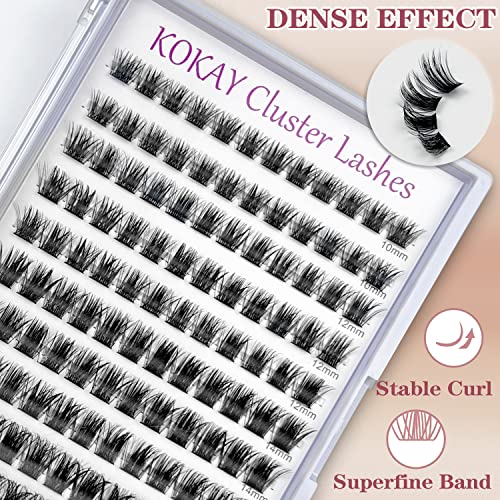 Cluster Lashes 120Pcs 10-16mm Individual Lashes D Curl Professional Lash Extension Kit, DIY False Eyelashes Fluffy Reusable Soft (10-16mm, 120 Cl