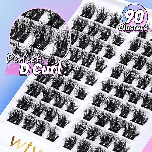 Individual Lashes Wispy Cluster Lashes D Curl Eyelashes Individual Fluffy Cluster Eyelash Extensions 11-16MM Fluffy Mink Lash Clusters DIY at Hom