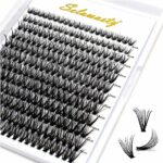 Selawasty DIY Eyelash Extension Individual Lashes 240PCS Cluster Lashes Extension Lash Clusters Wide Stem Individual Eyelashes Clusters DIY Eyela