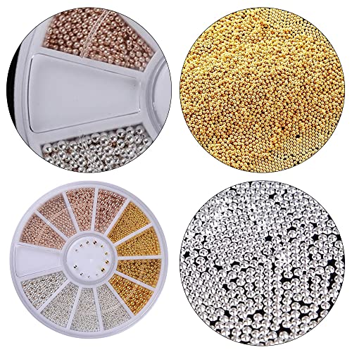 2 Boxes 3D Nail Art Decorations Nails Art Mini Steel Ball Nail Beads Nails Beauty Decorations Accessory Tool for Nail Decoration