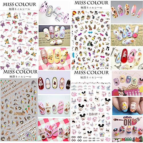 Kalolary 840+ Patterns Animals Nail Art Decals Stickers, 3D Self-adhesive Nail Stickers Nail Toes Decals Wraps for Women Girls Kids Birthday Part