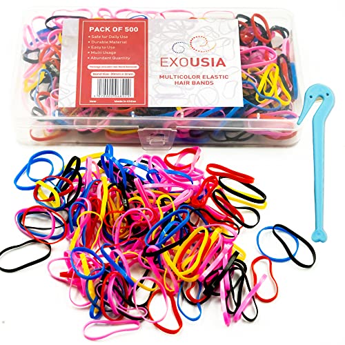 Exousia Clear Elastic Hair Bands 500 Pcs 170mm strong with Hook–Soft for Band Removal, Elastic Hair Ties for Women, Girls & Kids Clear Rubber Ban