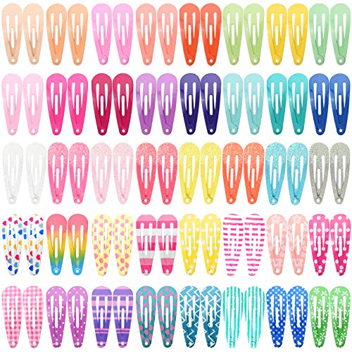 Hair Clips, Funtopia 80 Pcs 1.2 Inch Toddler, Mini Metal Snap Hair Clips for Little Girls Baby Kids, Colorful Small Hair Barrettes, Accessories f