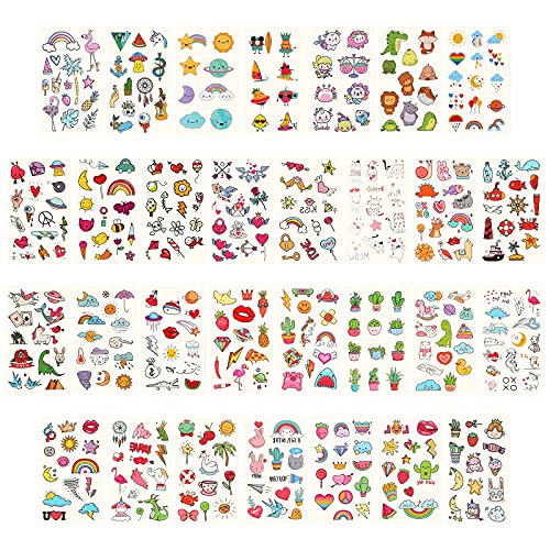 Metker 90 sheets (1000 patterns) kids waterproof Temporary Tattoos, children's temporary tattoo toys,suitable for birthday parties,group activiti