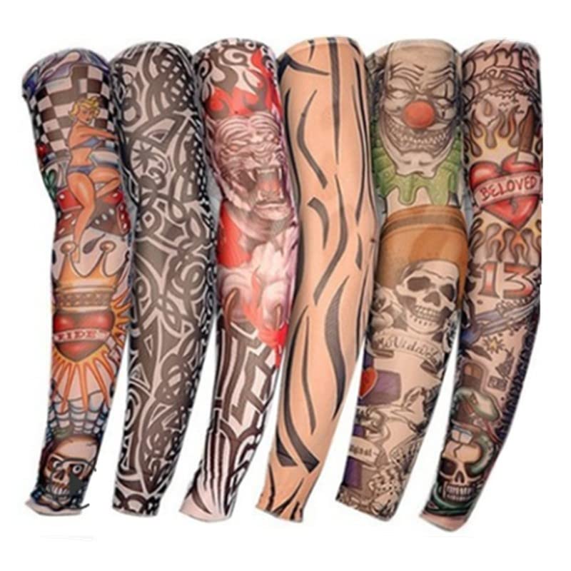 NINVVS 8 fake temporary tattoo arm sets, outdoor sunscreen elastic hand sleeves, neutral cool and handsome tattoos, fashionable body art decorati