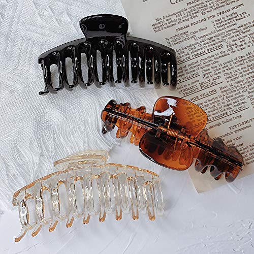 Hair Claw Clips for Thick Hair - 3pcs 4.3’’ ABS Nonslip Jumbo Hair Clips Strong Hold Hair Jaw Clips Big Hair Clips French Design Hair Styling Acc