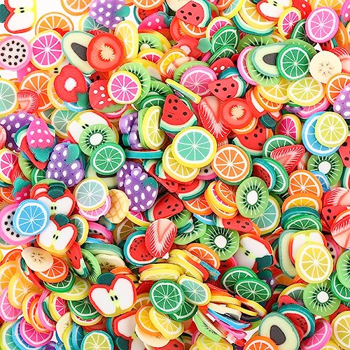 6000Pcs Fruit Nail Art Slices, 3D Fruit Slices Polymer Clay Slices Slime Charms Fimo Slices for Lip Gloss Making Supplies Resin and Nail Art Deco