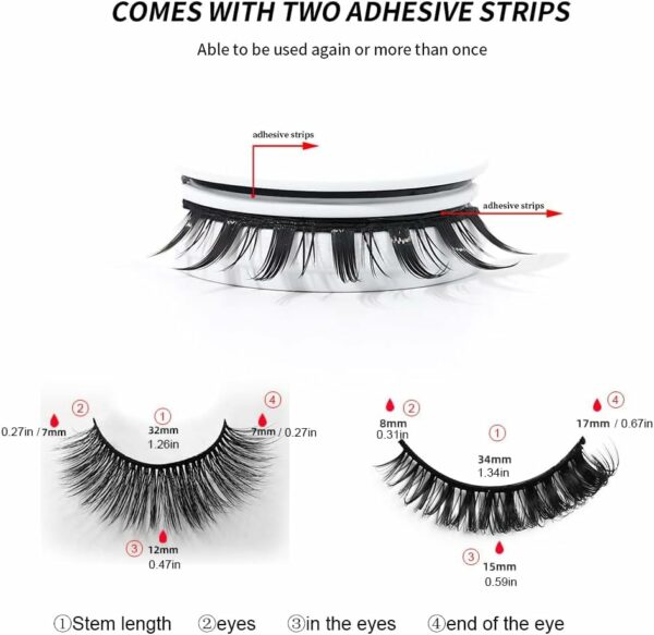 Glue-Free Self Adhesive Eyelashes with Spare Strips | Quick & Easy Application | Secure & Firm Hold | Easy Removal | Beauty Enhancement for All O