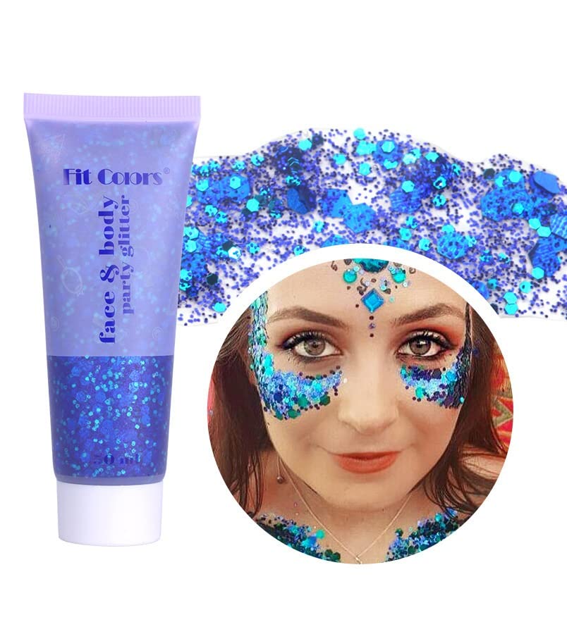 Body Glitter Gel, 50ML Face Glitters Body Gel Sequins Shimmer Liquid Eyeshadow, Mermaid Sequins Liquid Holographic Glitter Gel, Chunky Glitter fo