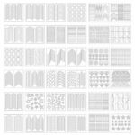 1275 pieces, 49 nail art designs, stencils, French tip guides, stickers, form fringe guides, vinyl, 36 sheets