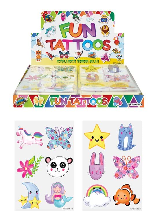 Henbrandt 24 x Cute Temporary Tattoos Children's Birthday Loot Party Bag Filler