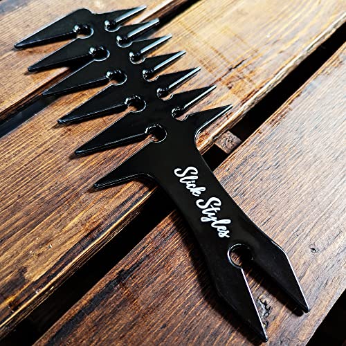 Slick Styles Texture Comb, Black Hair Styling Barbers Comb Wide Tooth Comb 200mm x 80mm Large Two Sided Mens Comb Fantail Handle