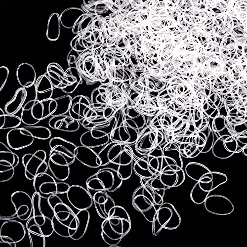 Lusofie 2500Pcs Clear Hair Elastic Bands Small Clear Elastic Hair Bands Soft Baby Elastic Hair Ties Hair Bands for Girls, Kids, Braids Hair, Wedd